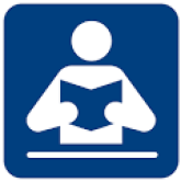 Library logo with open book
